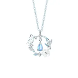 Dây Chuyền Nữ Lili Jewelry Đính Đá CZ Hoa Bướm Daria LILI_544483 Màu Xanh Bạc