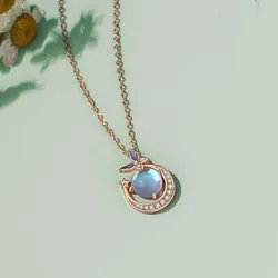 Dây Chuyền Nữ Lili Jewelry Đính Pha Lê Aurora Trăng Bướm LILI_636929 Màu Vàng Hồng