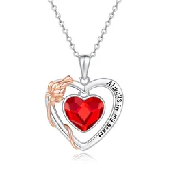 Dây Chuyền Nữ Lili Jewelry Đính Pha Lê Swarovski Hình Trái Tim LUV LILI_054135 Màu Bạc Đỏ