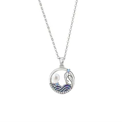 Dây Chuyền Nữ Lili Jewelry Đôi Cá Voi Greta LILI_075604 Màu Bạc Phối Xanh