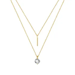 Dây Chuyền Nữ Lili Jewelry Mạ Vàng 2 Tầng Đính Đá CZ Tròn Sunday LILI_531821 Màu Vàng Gold