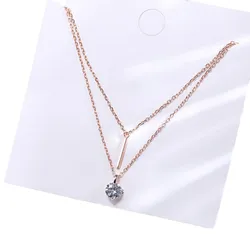 Dây Chuyền Nữ Lili Jewelry Mạ Vàng 2 Tầng Đính Đá CZ Tròn Sunday LILI_531821 Màu Vàng Hồng