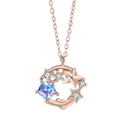 Dây Chuyền Nữ Lili Jewelry Mạ Vàng Đính Đá CZ Hình Ngôi Sao Băng LILI_162286 Màu Vàng Hồng