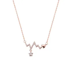 Dây Chuyền Nữ Lili Jewelry Mạ Vàng Đính Đá CZ Nhịp Tim LILI_293746 Màu Vàng Hồng