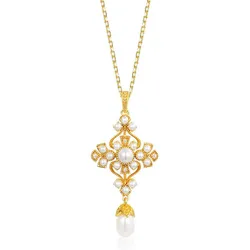 Dây Chuyền Nữ Lili Jewelry Mạ Vàng Đính Ngọc Trai Yeny LILI_482496 Màu Vàng