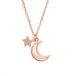 Dây Chuyền Nữ Lili Jewelry Mạ Vàng Hồng Đính Đá CZ Mặt Trăng Sao Lovely LILI_652773 Màu Vàng Hồng