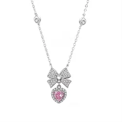 Dây Chuyền Nữ Lili Jewelry Nơ Alena LILI_097667 Màu Bạc Phối Hồng