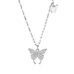 Dây Chuyền Nữ Lili Jewelry S999 Đính Đá CZ Hình Hồ Điệp Loretta LILI_098386 Màu Bạc