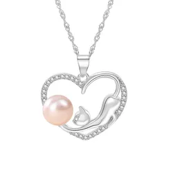 Dây Chuyền Nữ Lili Jewelry Trái Tim Và Mèo Nhỏ LILI_875778 Màu Bạc Hồng