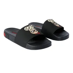 Dép Nam Dolce & Gabbana D&G Rubber And Calfskin Sliders With Patches CS1646 Màu Đen Size 41