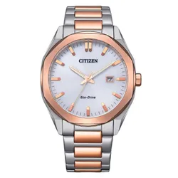 Đồng Hồ Nam Citizen Eco Drive White Dial Two Tone Watch BM7606-84A Màu Trắng Phối Vàng Hồng