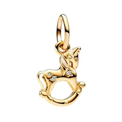 Hạt Vòng Charm Pandora Rocking Unicorn Dangle 762978C01 Màu Vàng Gold