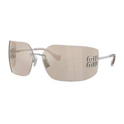 Kính Mát Nữ Miu Miu Runway Silver Sunglasses OMU 54YS 1BC10F Màu Be Xám
