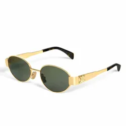 Kính Mát Unisex Celine Triomphe Oval Sunglasses CL40235U_5430N Màu Xanh Vàng