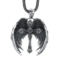 Mặt Dây Chuyền Nam Lili Jewelry Hình Chữ Thập Đôi Cánh Thiên Thần Brock LILI_080055 Màu Bạc/Đen
