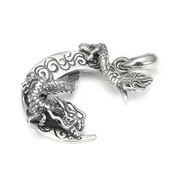Mặt Dây Chuyền Nam Lili Jewelry Hình Nguyệt Long Ambrose LILI_079861 Màu Bạc
