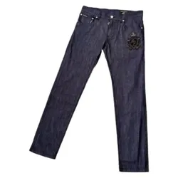 Quần Jean Nam Dolce & Gabbana D&G In Blue Denim With Logo Embroidered GYD2LZ FURHB B6712 Màu Xanh Đen Size 44