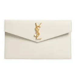 Túi Cầm Tay Nữ Yves Saint Laurent YSL Uptown Pouch Grain De Poudre Clutch White Màu Trắng
