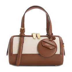 Túi Đeo Chéo Nữ Charles & Keith CNK Enola Canvas Two-Tone Bowling Bag - Chocolate CK2-30671730-1 Màu Nâu Kem