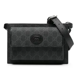 Túi Đeo Vai Nam Gucci GG Supreme Canvas Belt Bag 74630092TCF Màu Đen Xám