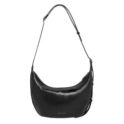 Túi Đeo Vai Nữ Charles & Keith CNK Bryna Metallic Curved Hobo Bag Noir CK2-40782526 Màu Đen