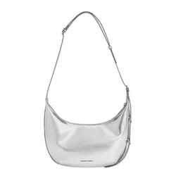Túi Đeo Vai Nữ Charles & Keith CNK Bryna Metallic Curved Hobo Bag Silver CK2-40782526 Màu Bạc