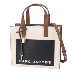 Túi Tote Nữ Marc Jacobs Mini Grind Coated Leather Màu Đen Trắng  