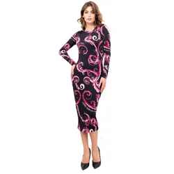 Váy Body Nữ Versace Jeans Couture Abito 77HAO9B0 JS358 QY2 Màu Đen Hồng Size 40