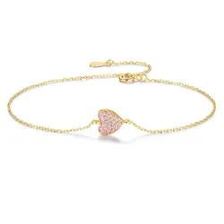 Vòng Đeo Tay Nữ Lili Jewelry Đính Đá CZ Hình Trái Tim Nola LILI_096236 Màu Vàng Hồng