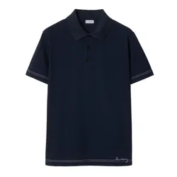 Áo Polo Nam Burberry Cotton Polo Shirt Màu Tím Than Size S