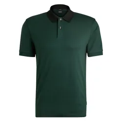 Áo Polo Nam Hugo Boss Mercerized-cotton Slim-fit Polo Shirt With Collar Stripes 50521127 385 Màu Xanh Green Size L