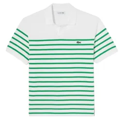 Áo Polo Nam Lacoste Open Collar Marine Stripe PH286E 54G UYX Màu Trắng Kẻ Xanh Size 3