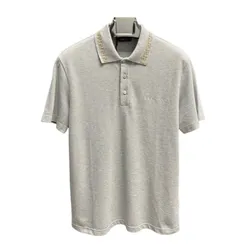 Áo Polo Nam Versace Logo Embroidered Short Sleeve A89504S Màu Xám Size XS