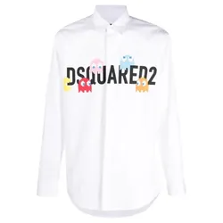 Áo Sơ Mi Nam Dsquared2 Logo Print Long Sleeve Cotton Shirt White S71DM0671 Màu Trắng Size 44