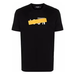 Áo Thun Nam Dsquared2 Tape Detail Icon Black S79GC0035S23009 T-shirt Màu Đen Size M