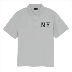Áo Polo Nam MLB Basic Coopers Logo Overfit Collar T-Shirt New York Yankees 3APQB0353-50GRL Màu Xám Size S