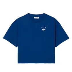 Áo Thun Nữ Lacoste Women's Cotton Logo T-Shirt TF2523 51 HBM  Màu Xanh Dương Size 32