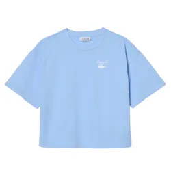 Áo Thun Nữ Lacoste Women's Cotton Logo T-Shirt TF2523 51 HBP Màu Xanh Nhạt Size 32