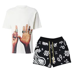 Bộ Quần Áo Cộc Tay Nam Nike Jordan X MNML Flight MVP Rings Men's Paisley Knit Short Màu Trắng Đen Size XS (Form Âu)