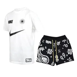 Bộ Quần Áo Cộc Tay Nam Nike Men's Short Sleeve Top Cotton Black Sport Màu Trắng Đen Size S