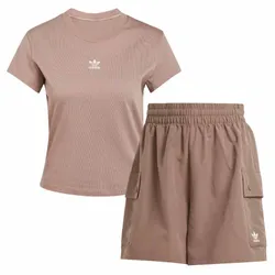 Bộ Quần Áo Cộc Tay Nữ Adidas Essentials JC8972 JD0790 Màu Nâu Size XS (Form Âu)