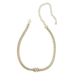 Dây Chuyền Nữ Chanel Chain Crystal CC Logo Choker Necklace Màu Vàng Gold