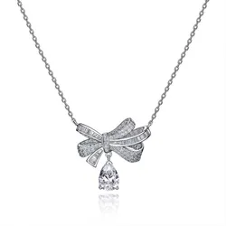 Dây Chuyền Nữ Lili Jewelry Đính Đá Carbon Tổng Hợp Hình Nơ Xinh Xắn LILI_749235 Màu Bạc