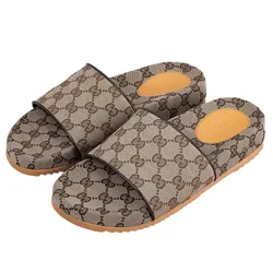 Dép Gucci GG Canvas Slide Sandal 624695-H6320-9763 Màu Nâu Be Size 6