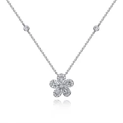 Dây Chuyền Nữ Lili Jewelry Đính Đá Carbon Tổng Hợp Hình Bông Hoa Mai LILI_444676 Màu Bạc