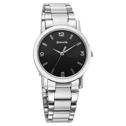 Đồng Hồ Nam Sonata Classic Quartz Analog Black 7987SM07 Màu Đen Bạc