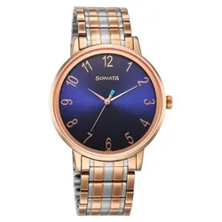 Đồng Hồ Nam Sonata Utsav Quartz Analog Blue Dial Watch 7131KM03 Màu Xanh -  Vàng Hồng