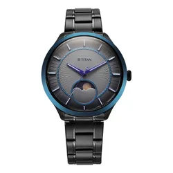 Đồng Hồ Nam Titan Caelum Sun Moon Sub-Dial In Gunmetal Grey Watch 10028KM01 Màu Xám/Đen