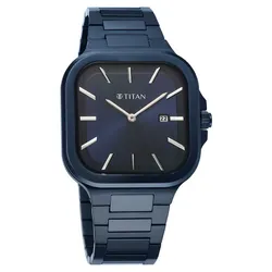 Đồng Hồ Nam Titan Classique Slim Square Quartz Analog 90176QM01 Màu Xanh Đậm