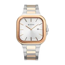 Đồng Hồ Nam Titan Classique Slim Square Quartz Analog Watch 90176KM01 Màu Bạc Vàng Hồng
